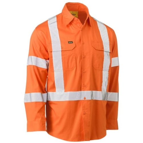 WORKWEAR, SAFETY & CORPORATE CLOTHING SPECIALISTS - Taped X-Back Biomotion Cool Lightweight Hi Vis Drill Shirt - Long Sleeve