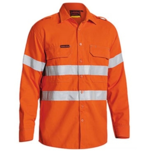 WORKWEAR, SAFETY & CORPORATE CLOTHING SPECIALISTS Tencate Tecasafe® Plus 700 Taped Hi Vis Fr Vented Shirt - Long Sleeve - Orange